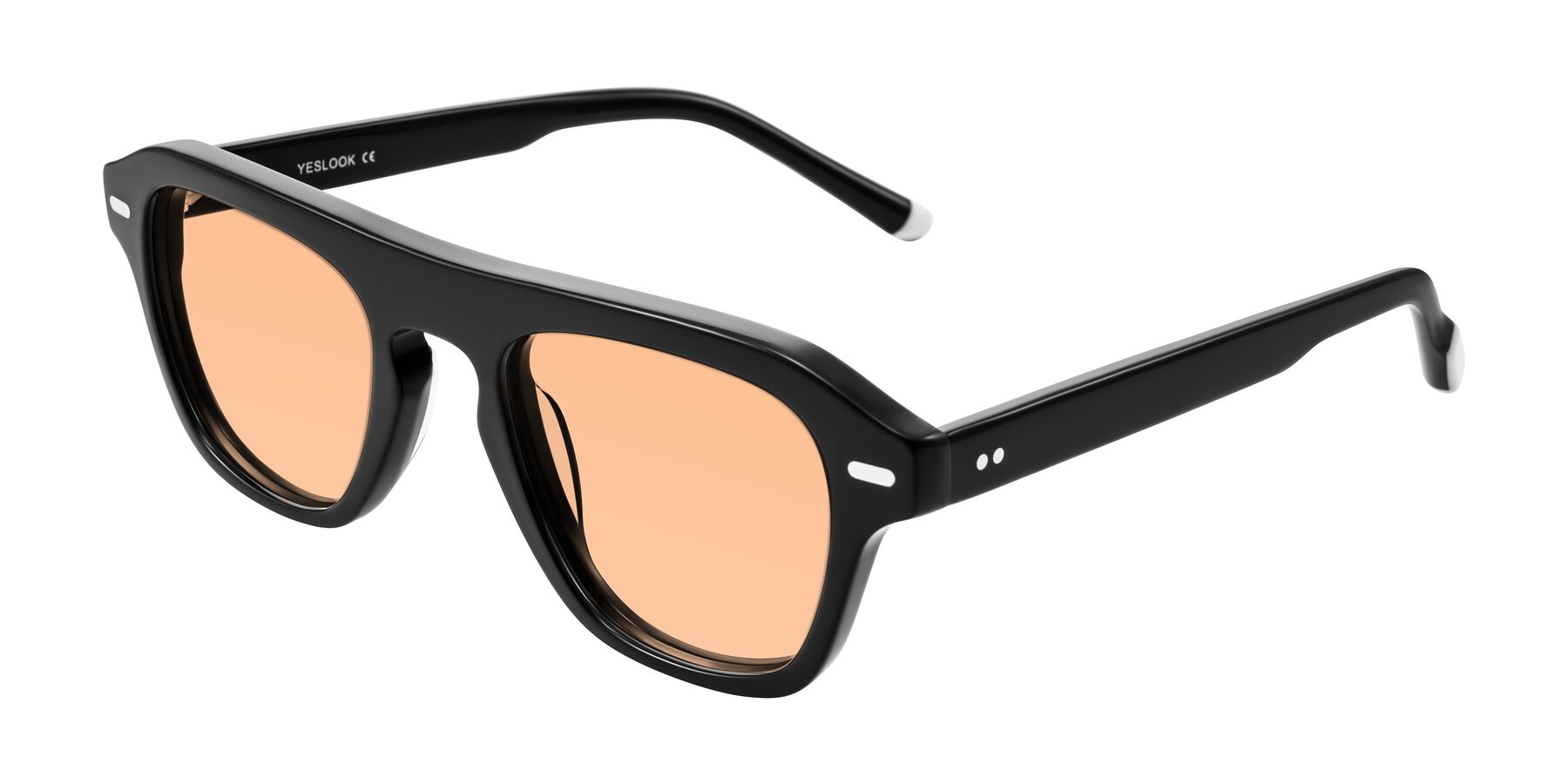 Angle of Fortalux in Black with Light Orange Tinted Lenses
