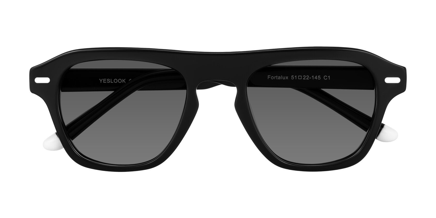 Folded Front of Fortalux in Black with Medium Gray Tinted Lenses