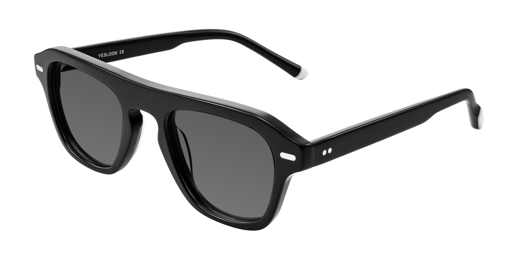 Angle of Fortalux in Black with Medium Gray Tinted Lenses