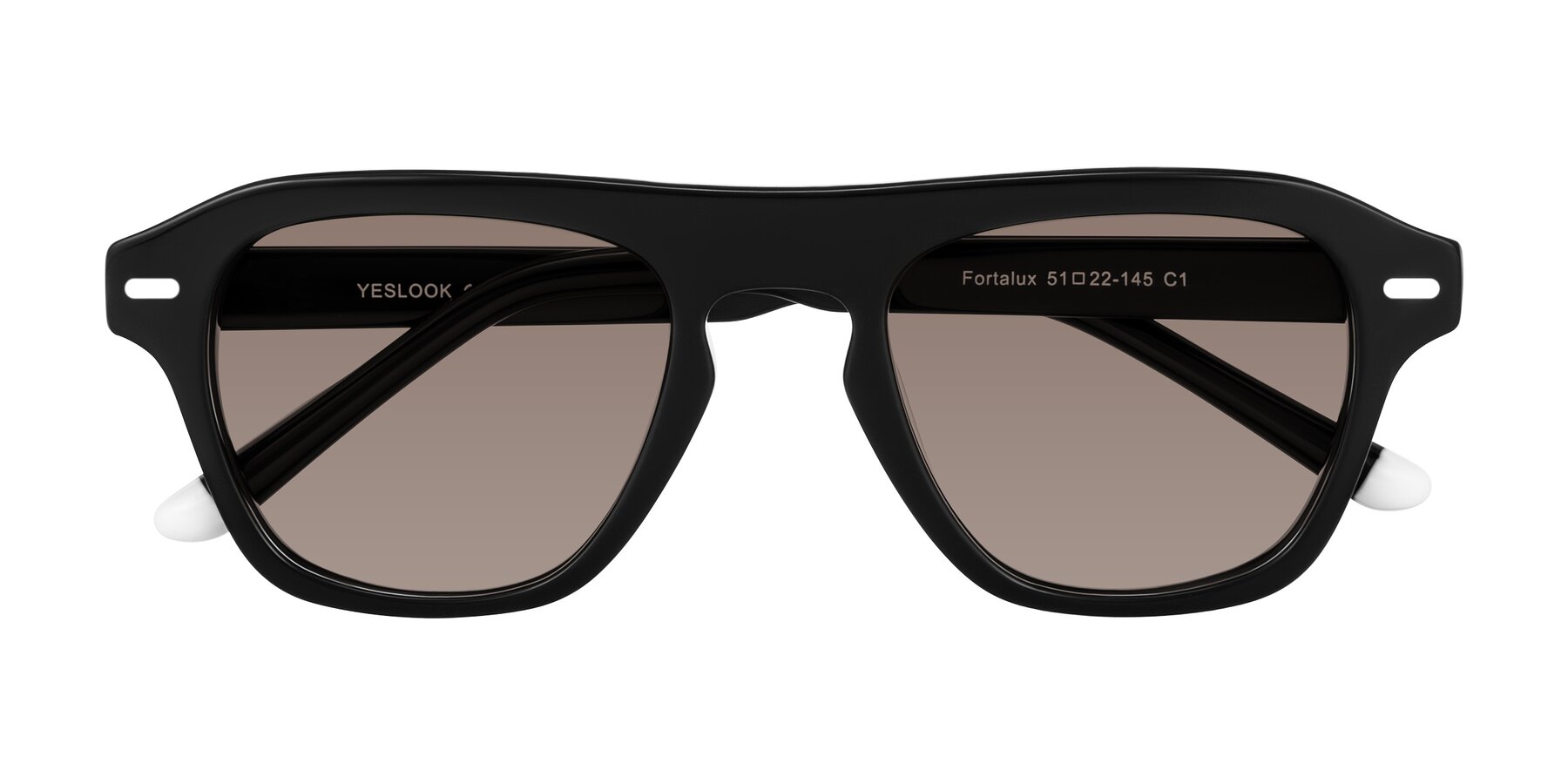 Folded Front of Fortalux in Black with Medium Brown Tinted Lenses