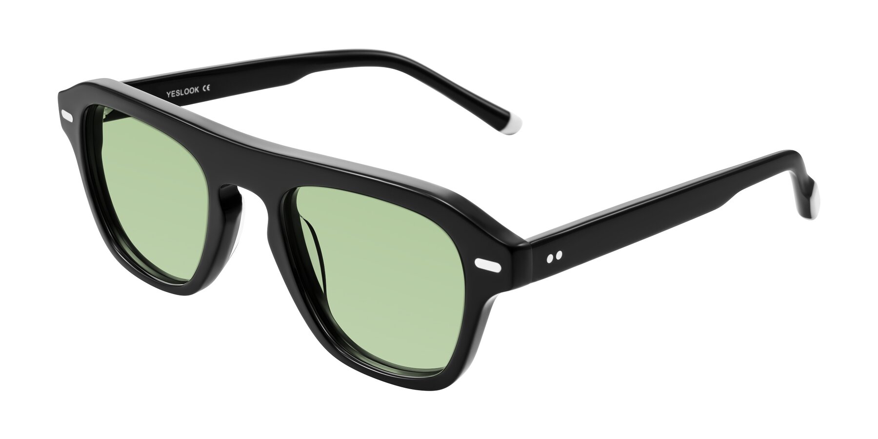Angle of Fortalux in Black with Medium Green Tinted Lenses