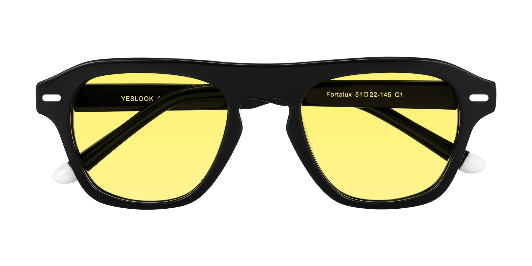 Folded Front of Fortalux in Black with Medium Yellow Tinted Lenses