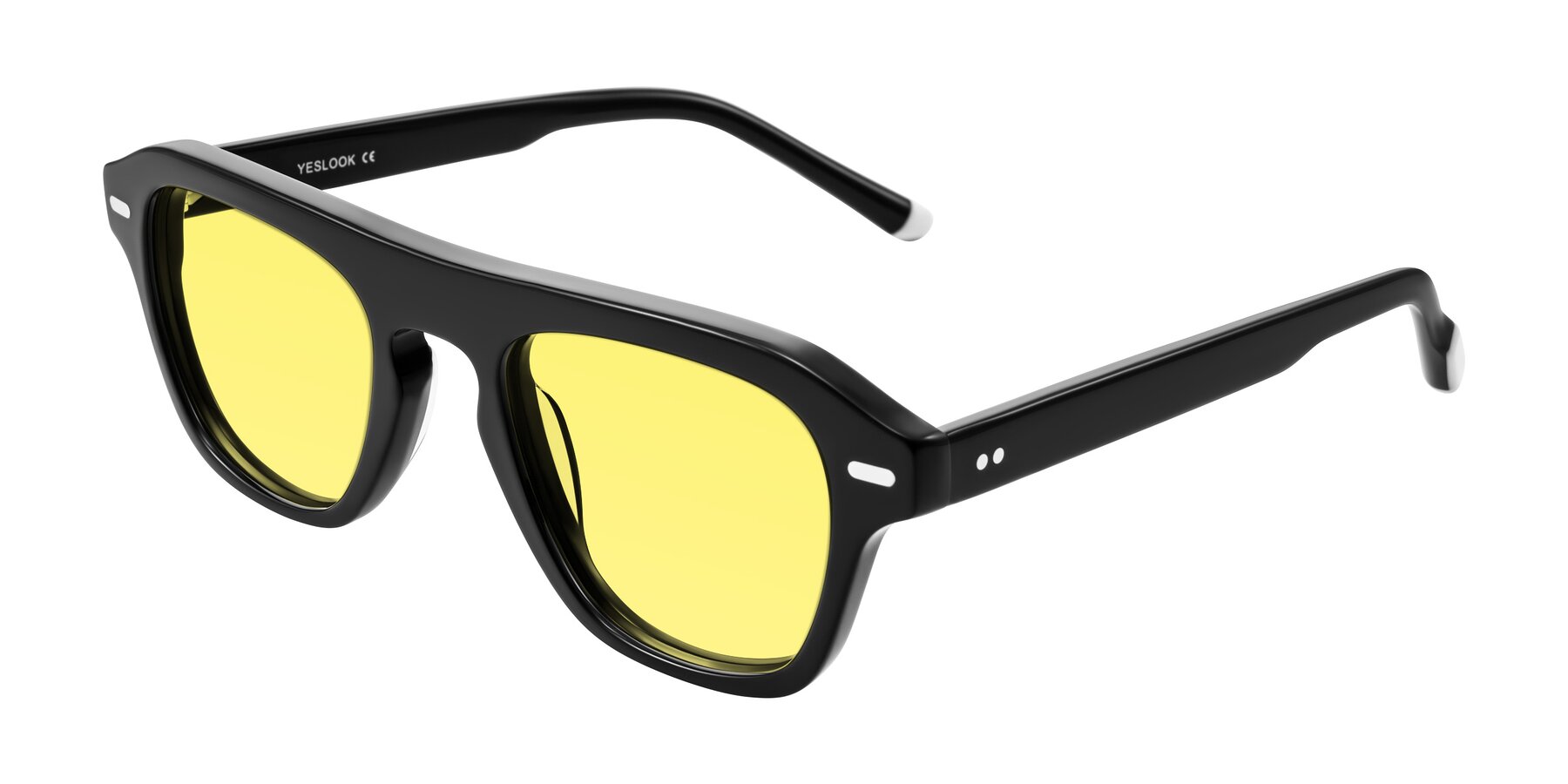 Angle of Fortalux in Black with Medium Yellow Tinted Lenses