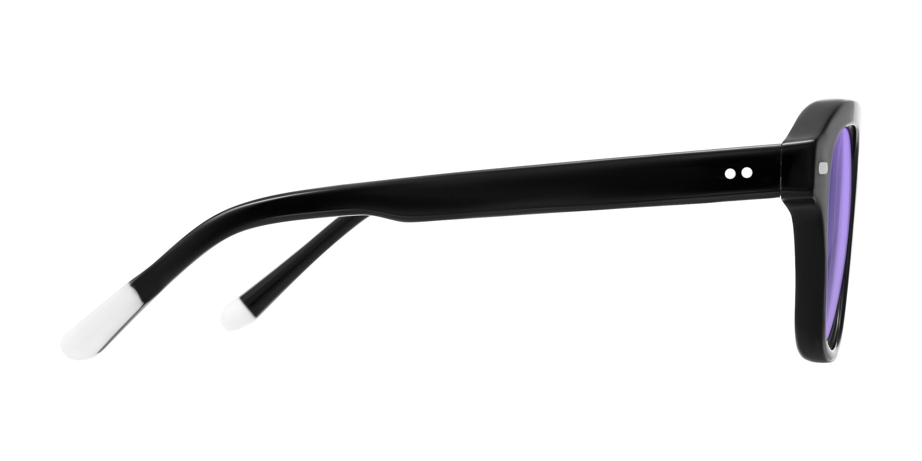 Side of Fortalux in Black with Medium Purple Tinted Lenses
