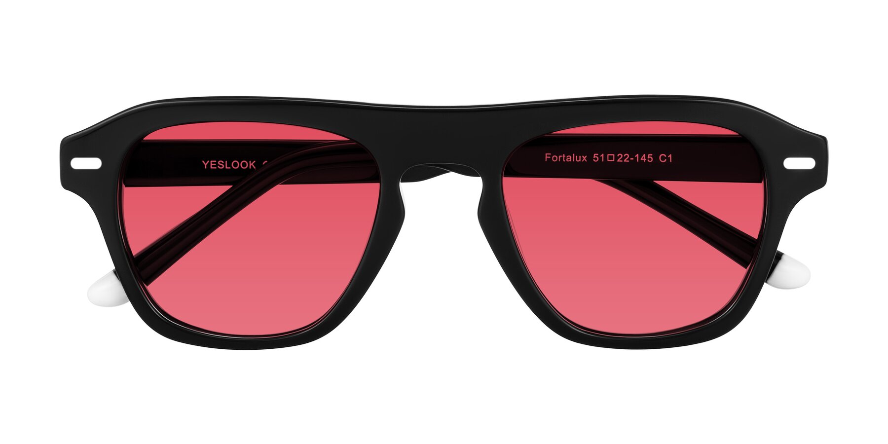 Folded Front of Fortalux in Black with Red Tinted Lenses