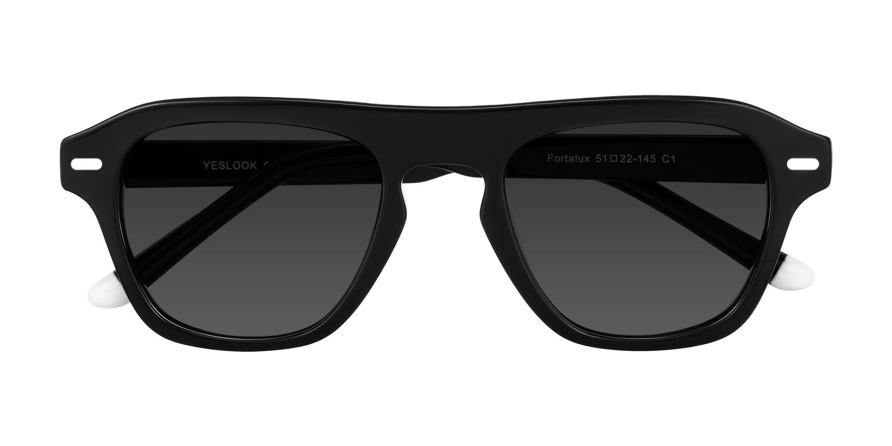 Folded Front of Fortalux in Black with Gray Tinted Lenses