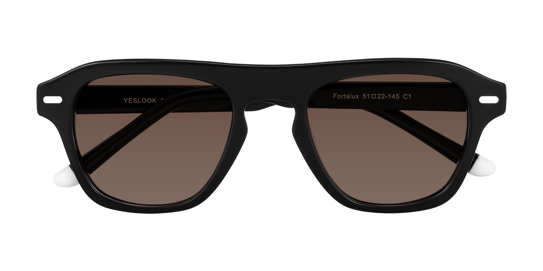 Folded Front of Fortalux in Black with Brown Tinted Lenses