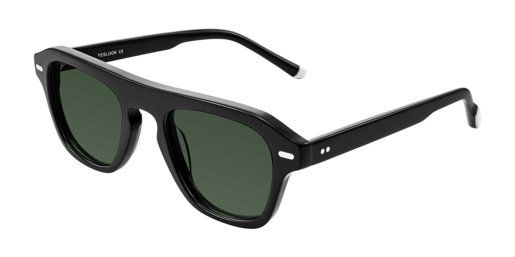 Angle of Fortalux in Black with Green Tinted Lenses