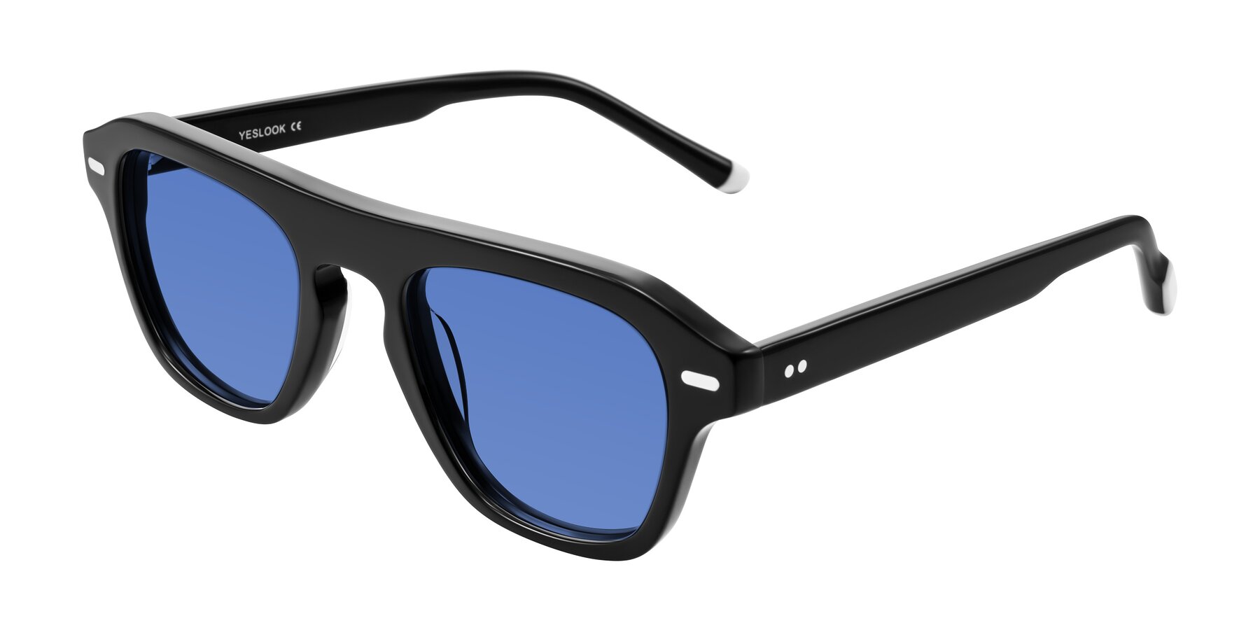 Angle of Fortalux in Black with Blue Tinted Lenses