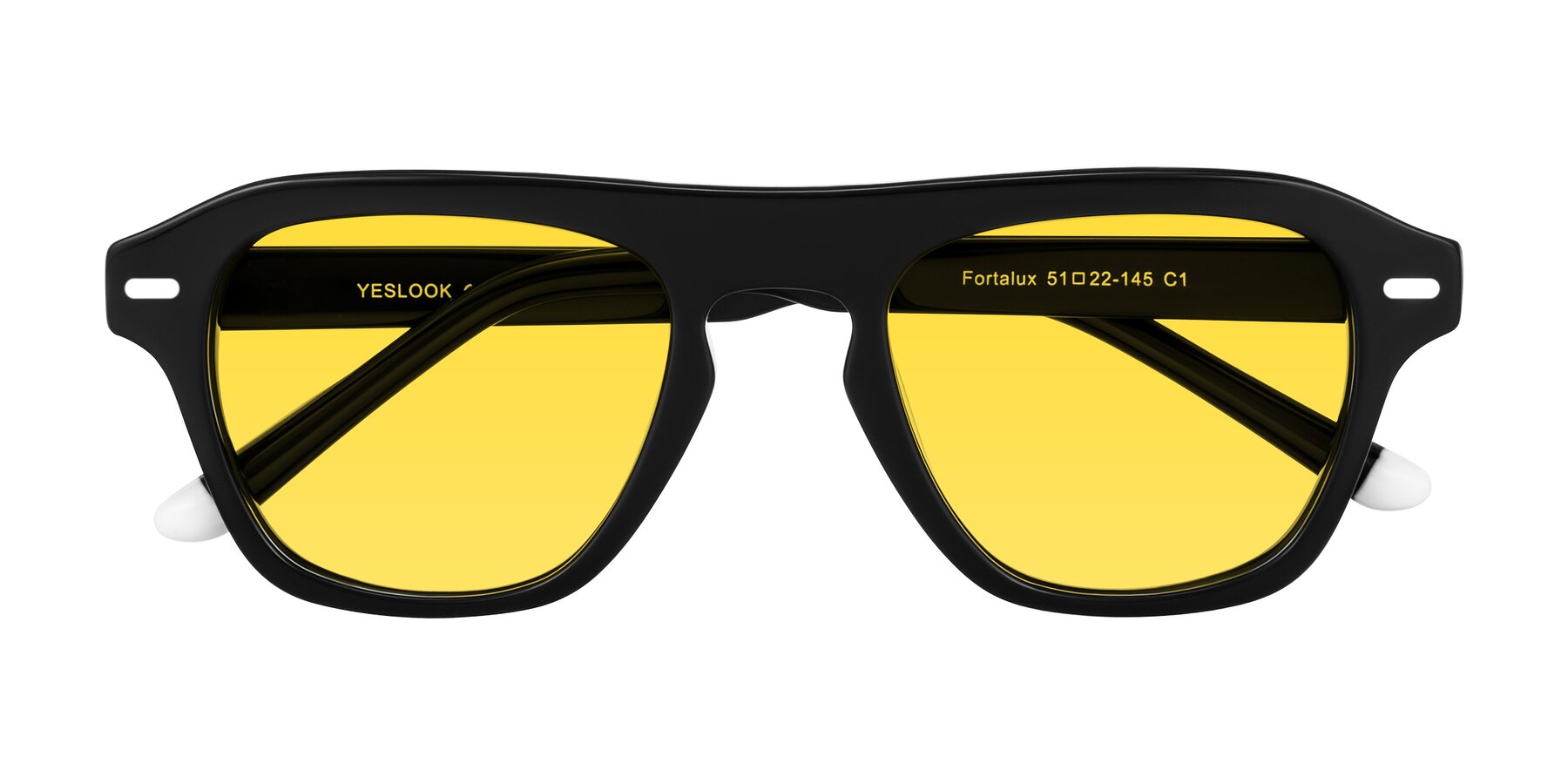 Folded Front of Fortalux in Black with Yellow Tinted Lenses
