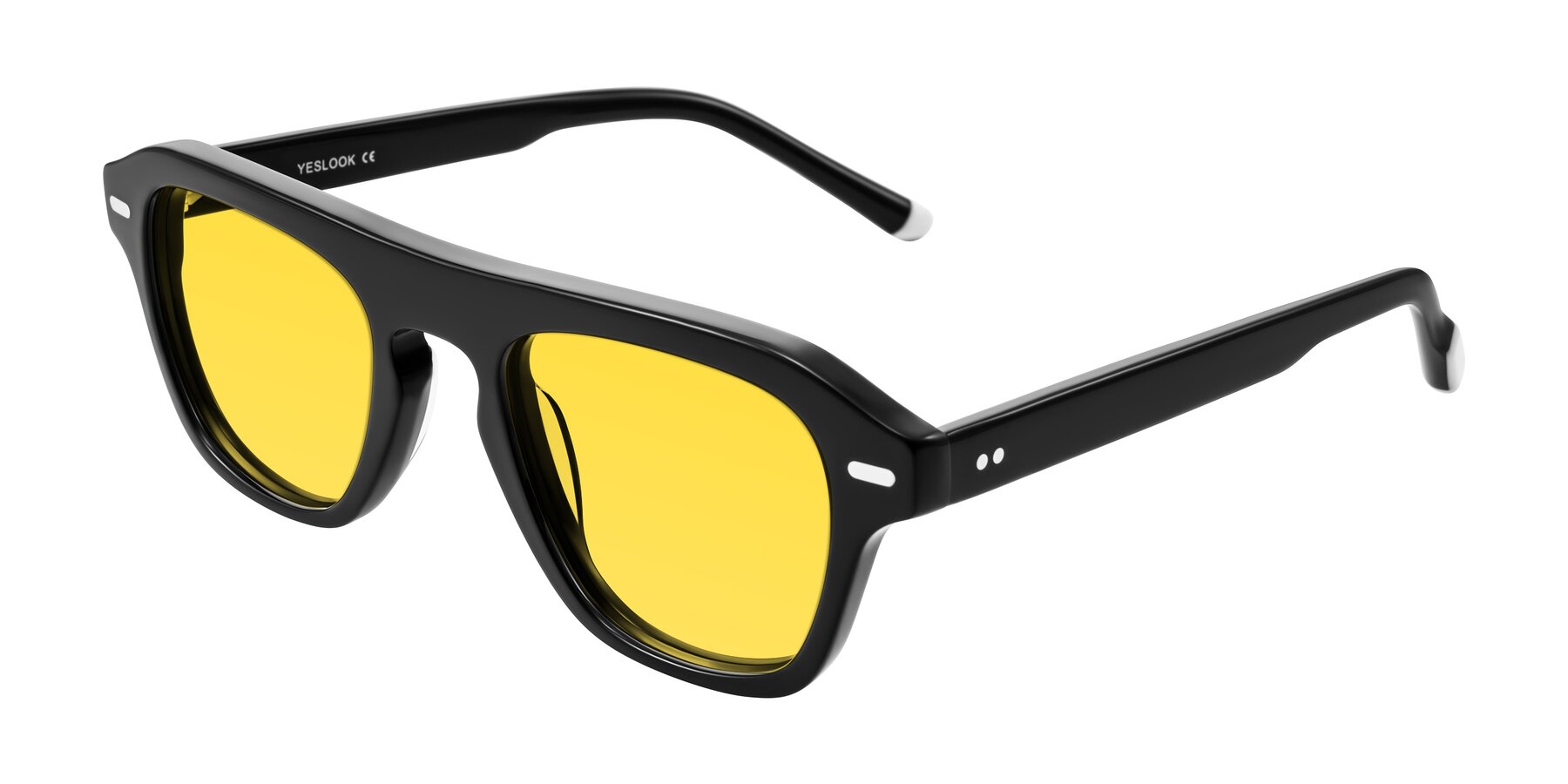 Angle of Fortalux in Black with Yellow Tinted Lenses