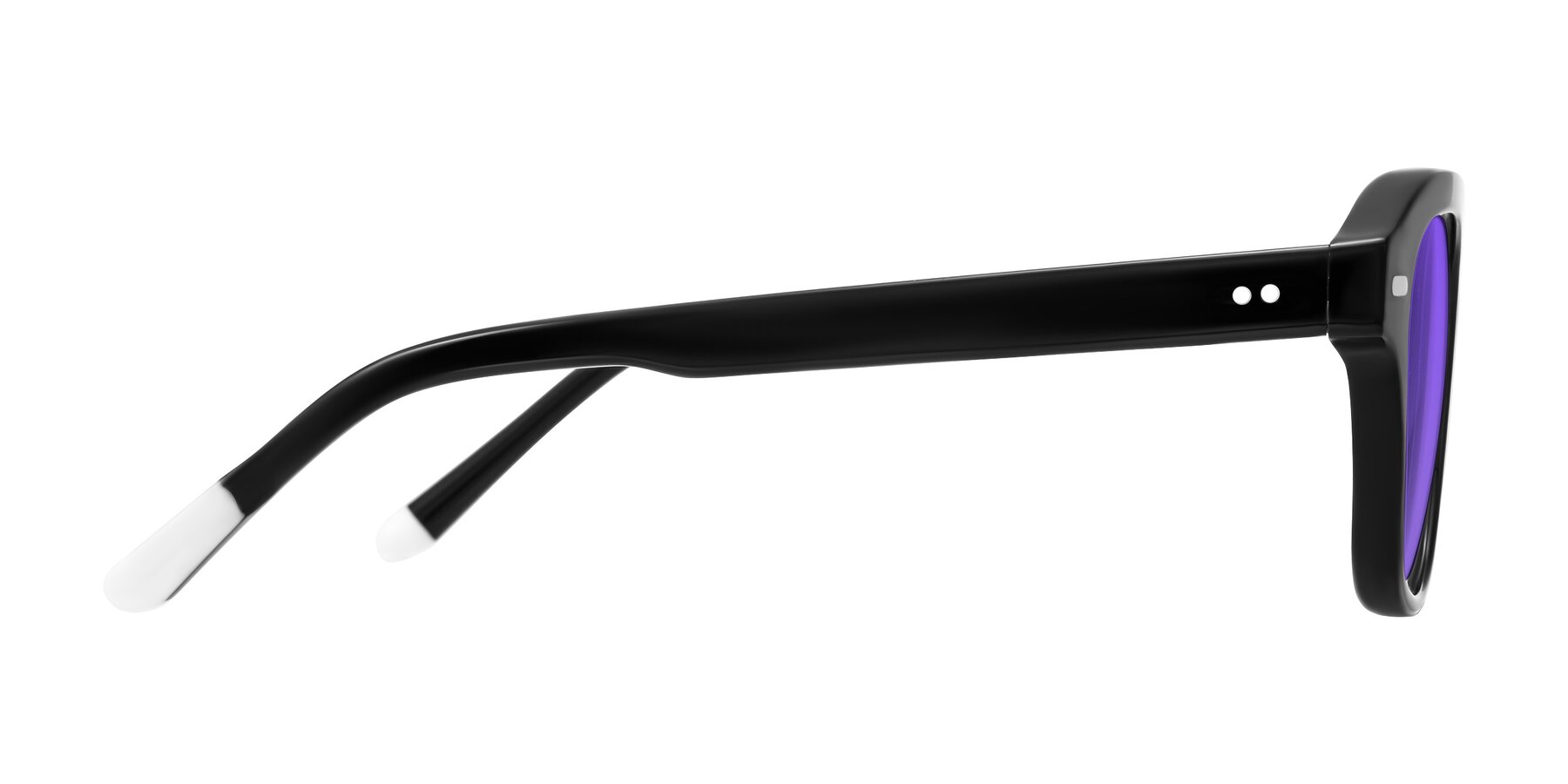Side of Fortalux in Black with Purple Tinted Lenses