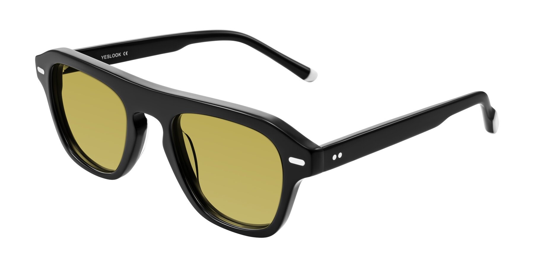 Angle of Fortalux in Black with Champagne Tinted Lenses