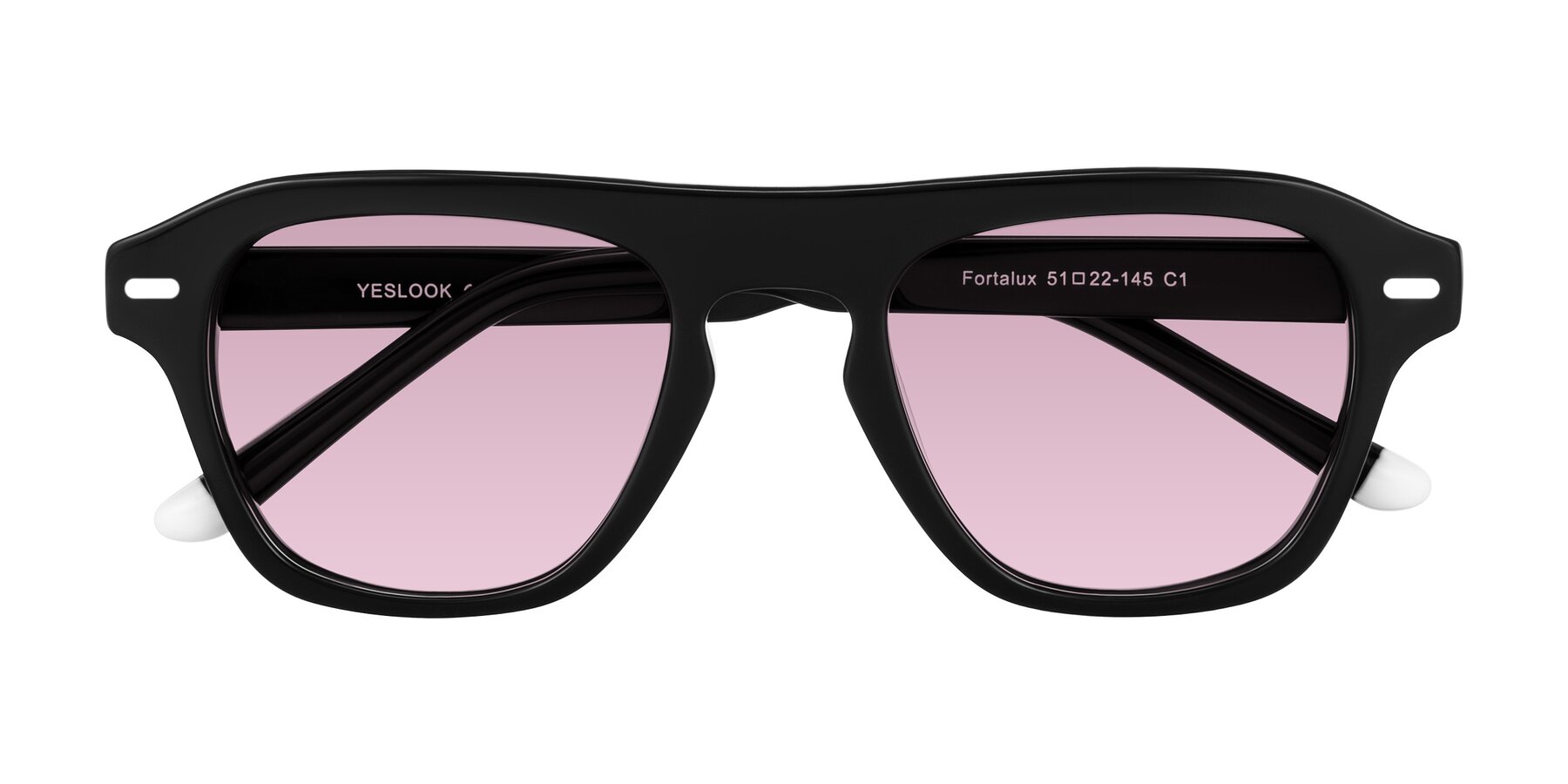 Folded Front of Fortalux in Black with Light Wine Tinted Lenses