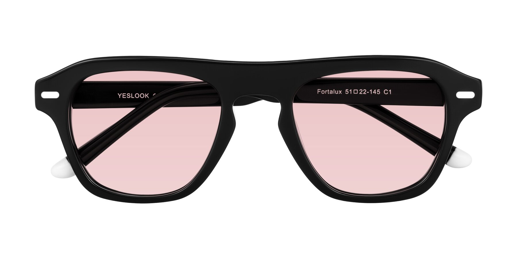 Folded Front of Fortalux in Black with Light Garnet Tinted Lenses
