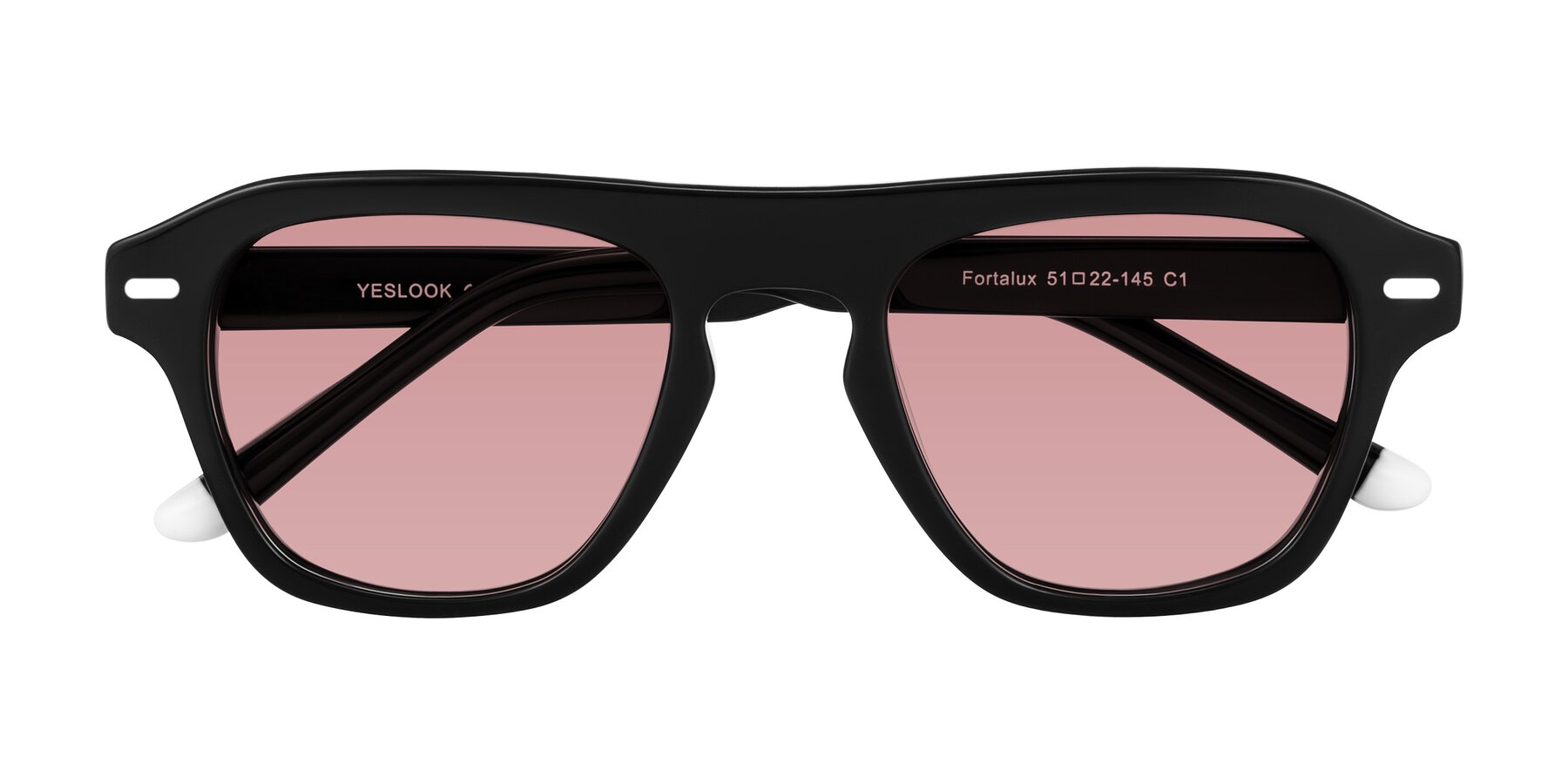 Folded Front of Fortalux in Black with Medium Garnet Tinted Lenses