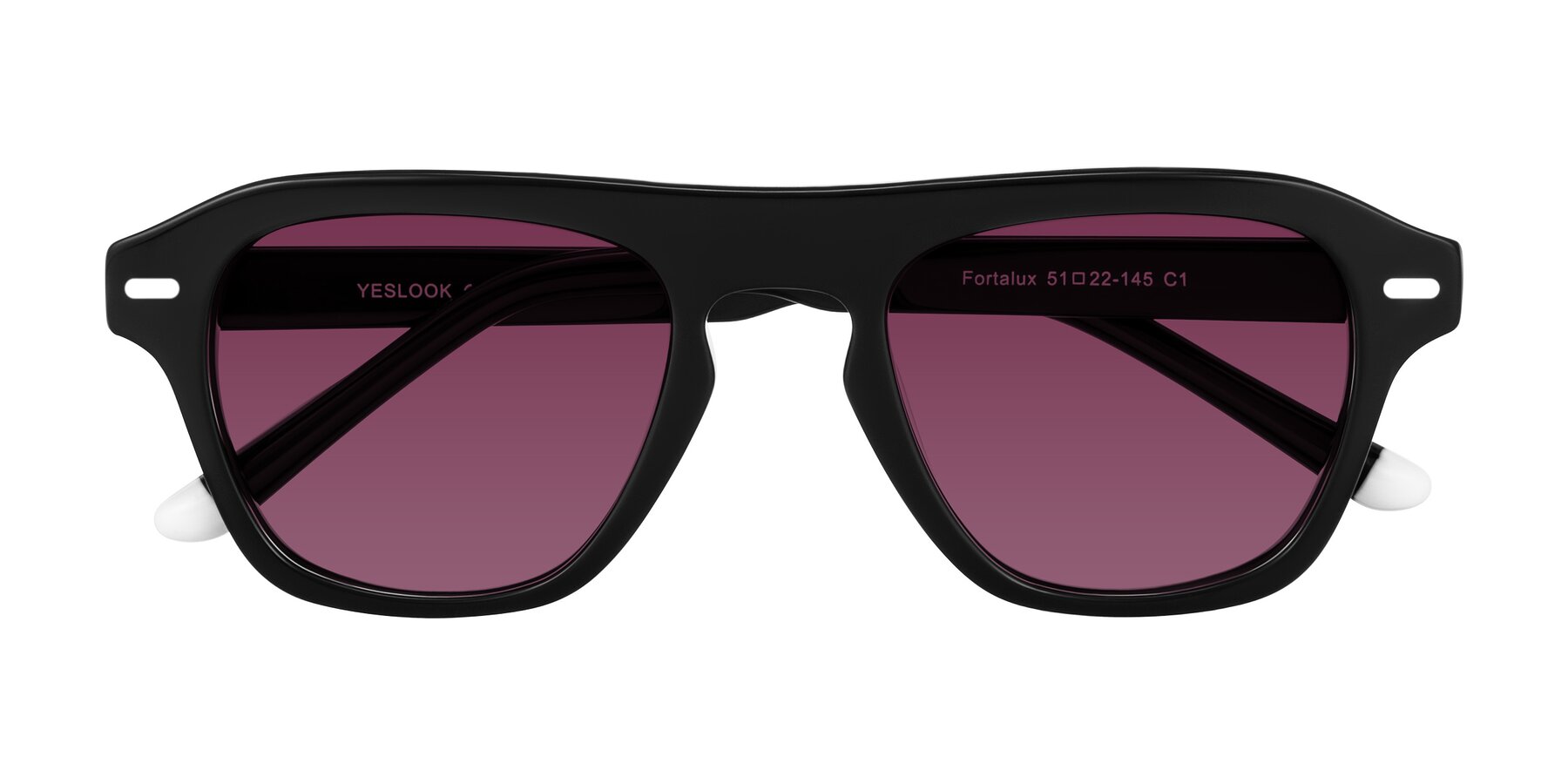 Folded Front of Fortalux in Black with Wine Tinted Lenses