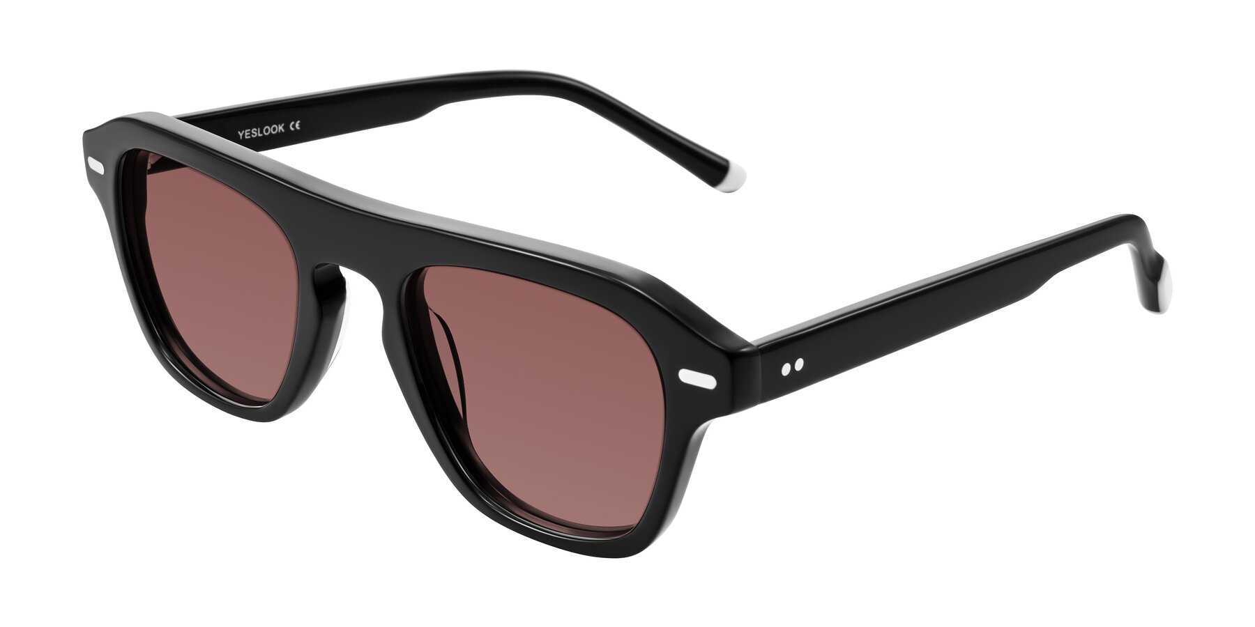 Angle of Fortalux in Black with Garnet Tinted Lenses