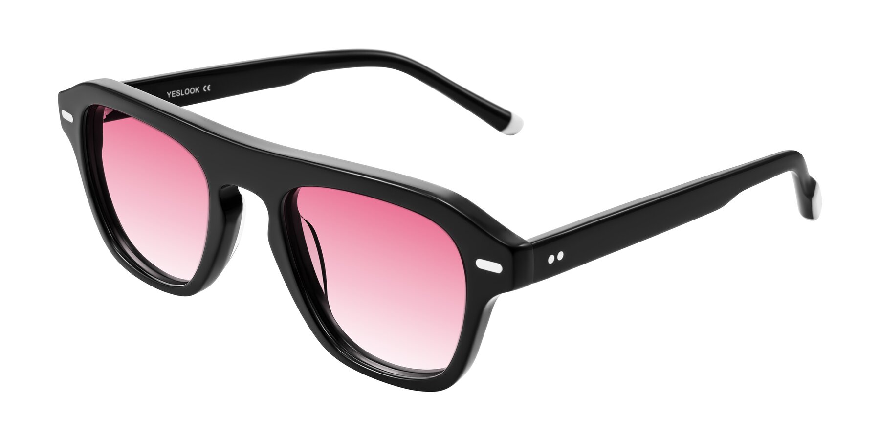 Angle of Fortalux in Black with Pink Gradient Lenses