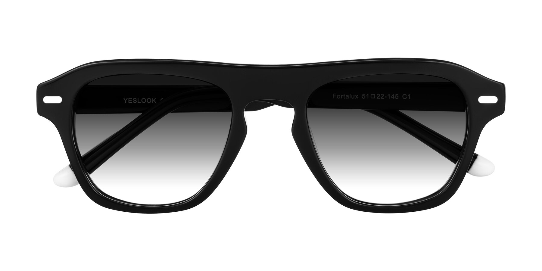Folded Front of Fortalux in Black with Gray Gradient Lenses