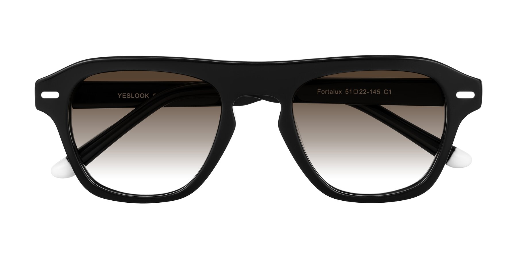 Folded Front of Fortalux in Black with Brown Gradient Lenses