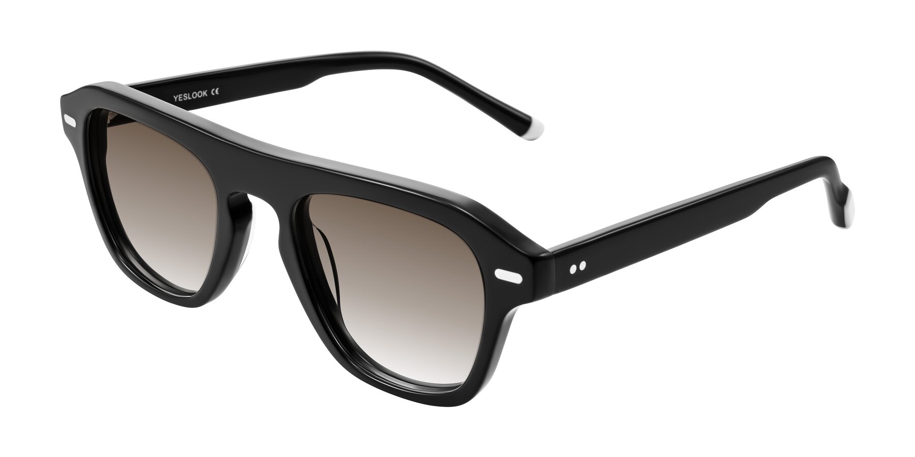 Angle of Fortalux in Black with Brown Gradient Lenses