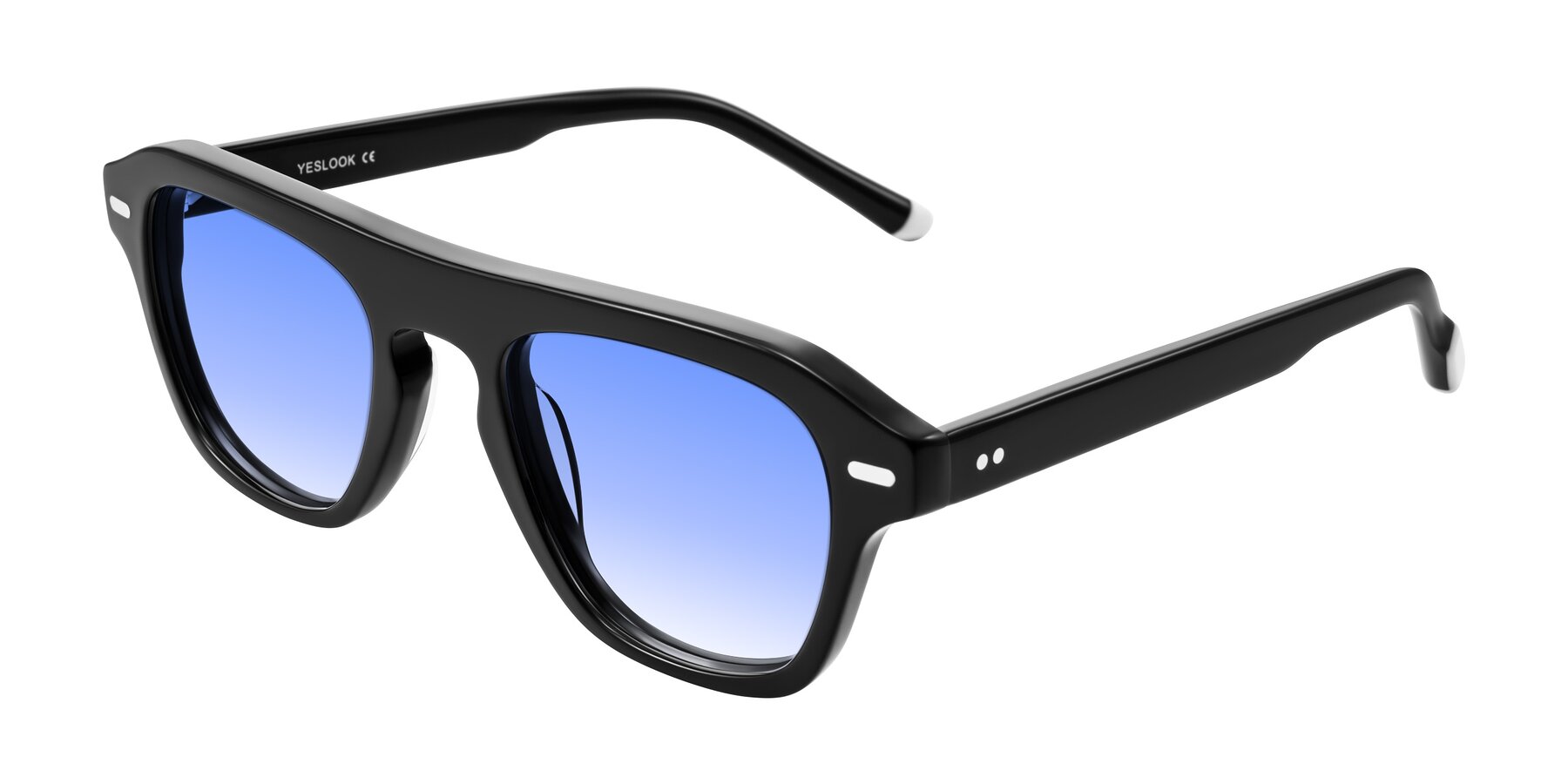 Angle of Fortalux in Black with Blue Gradient Lenses