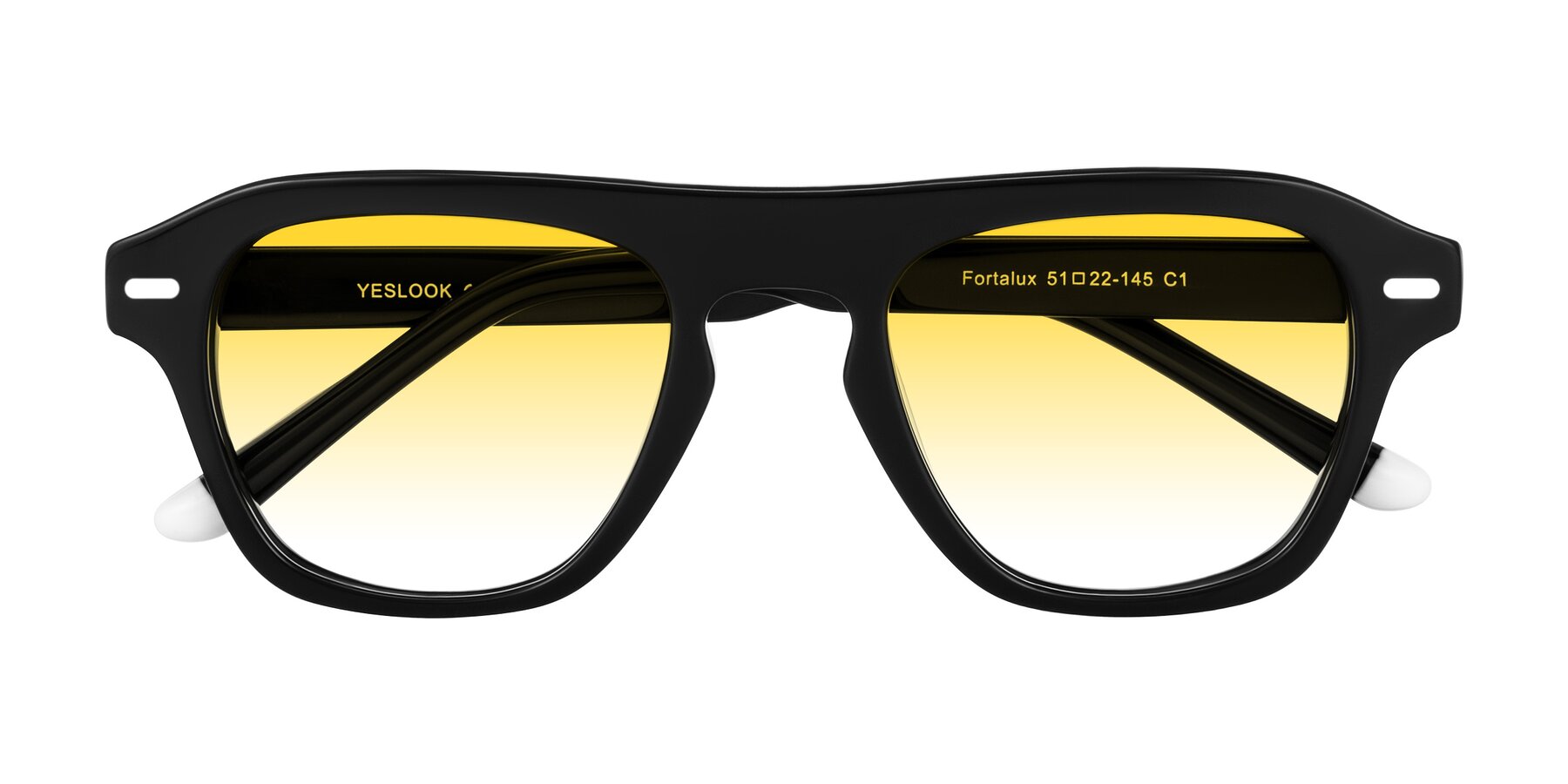 Folded Front of Fortalux in Black with Yellow Gradient Lenses