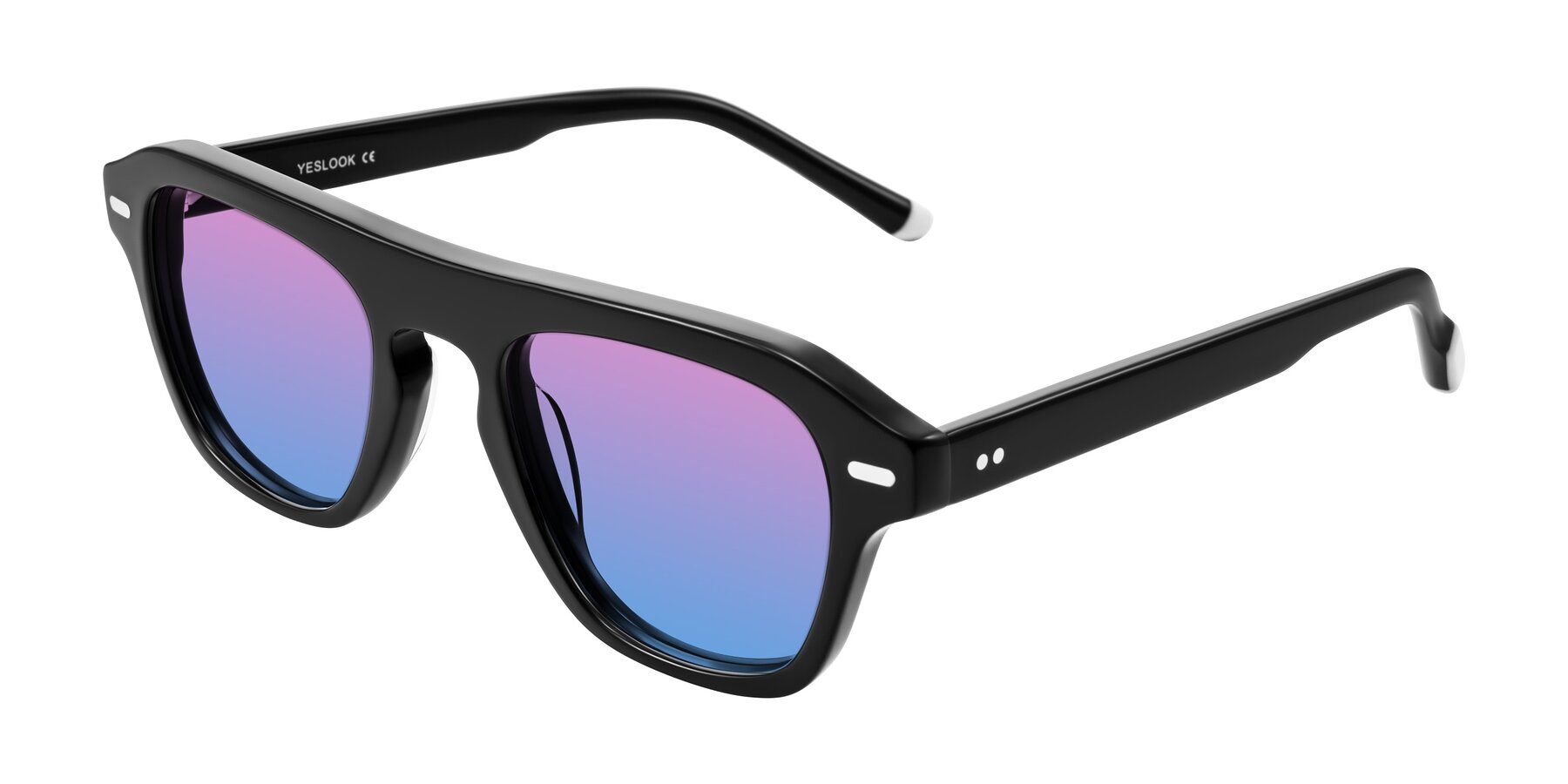 Angle of Fortalux in Black with Pink / Blue Gradient Lenses
