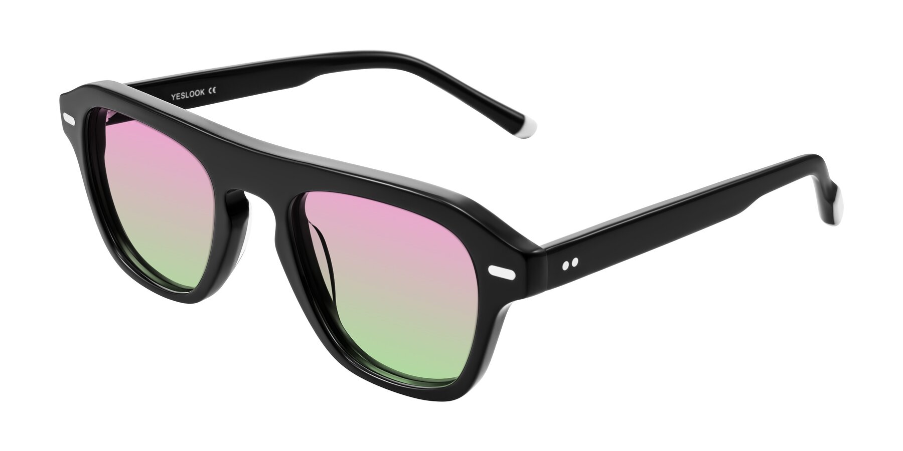 Angle of Fortalux in Black with Pink / Green Gradient Lenses
