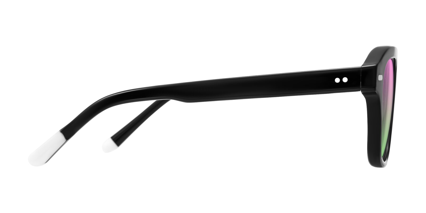 Side of Fortalux in Black with Pink / Green Gradient Lenses