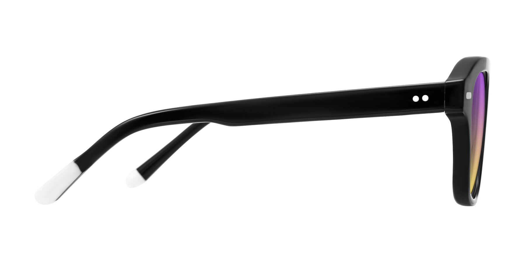 Side of Fortalux in Black with Purple / Yellow Gradient Lenses