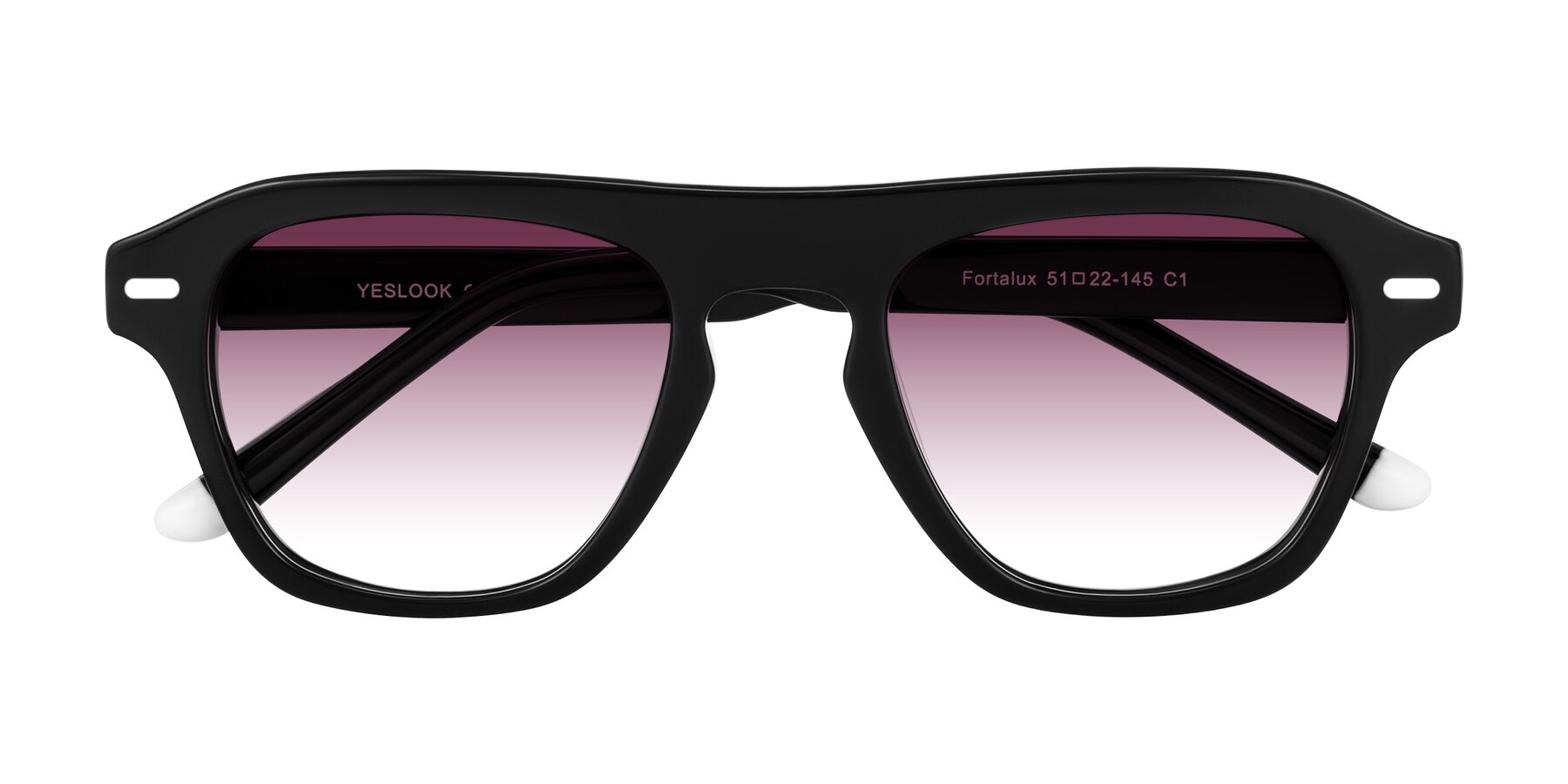 Folded Front of Fortalux in Black with Wine Gradient Lenses