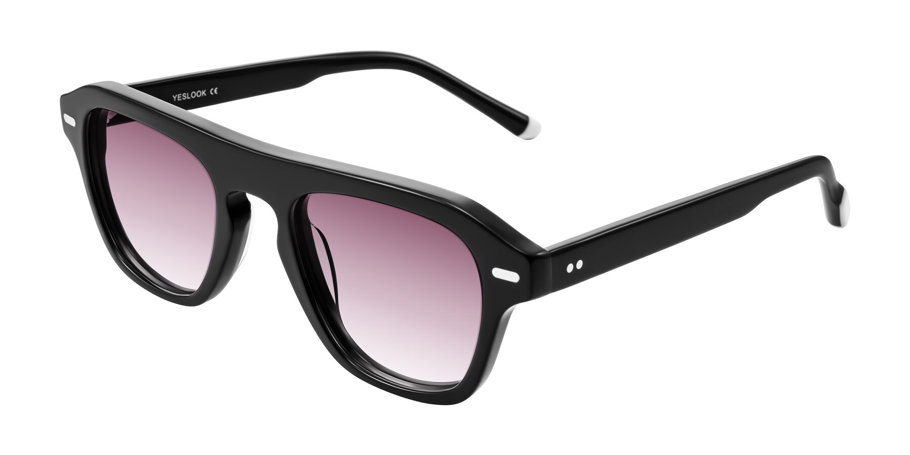 Angle of Fortalux in Black with Wine Gradient Lenses