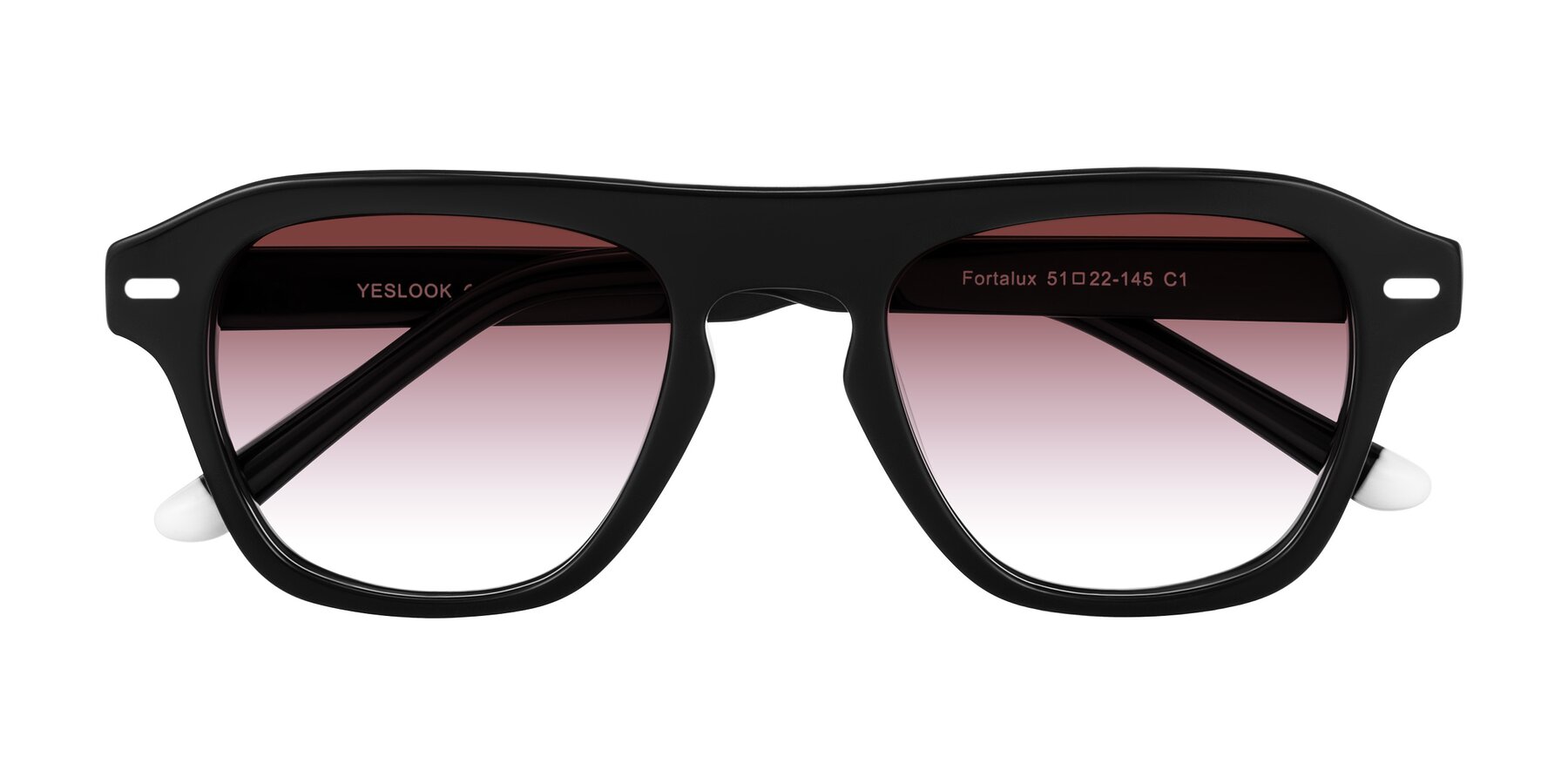 Black Keyhole Bridge Grandpa Flat-Top Gradient Sunglasses with Garnet Sunwear Lenses - Fortalux