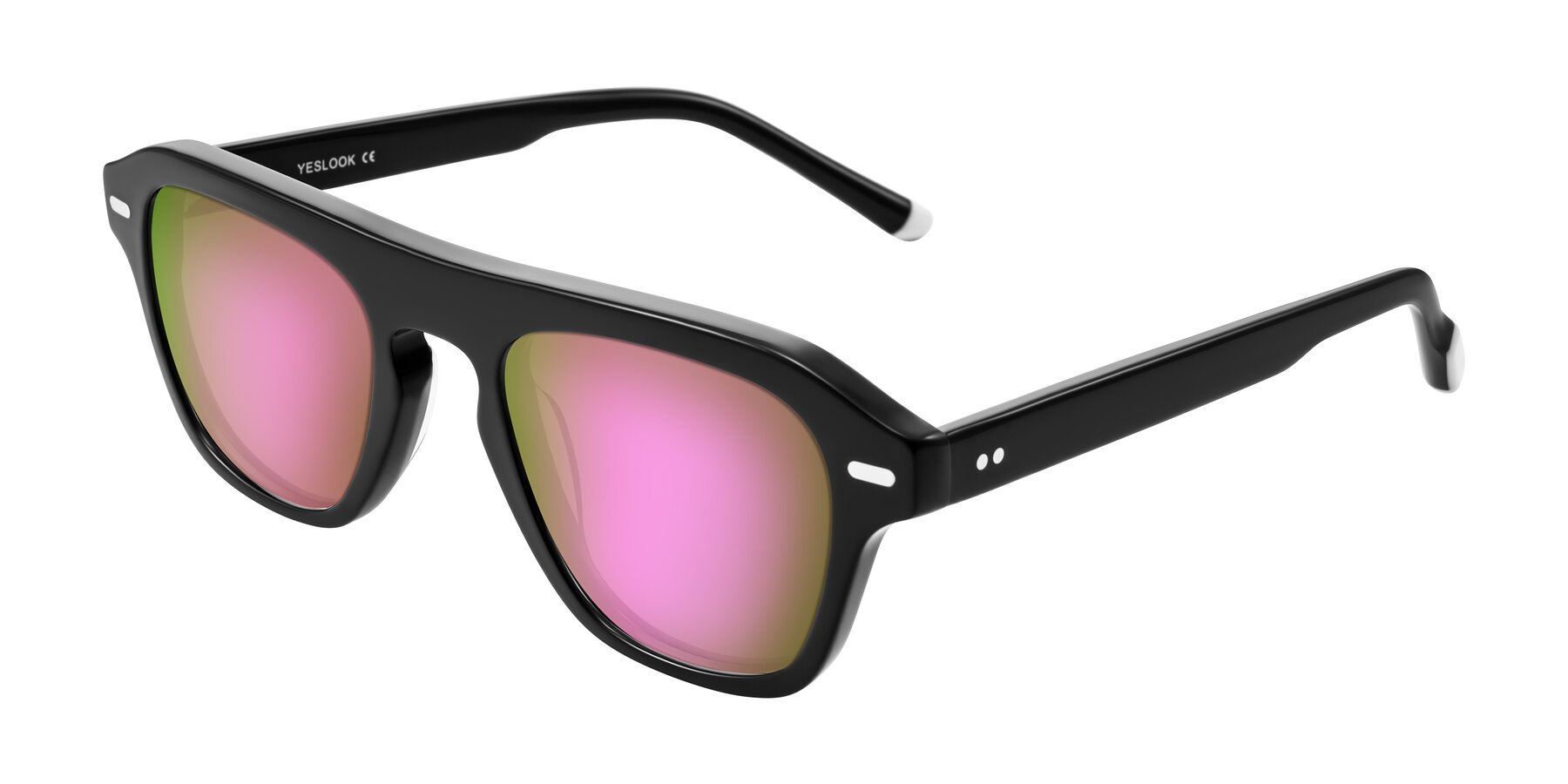 Angle of Fortalux in Black with Pink Mirrored Lenses
