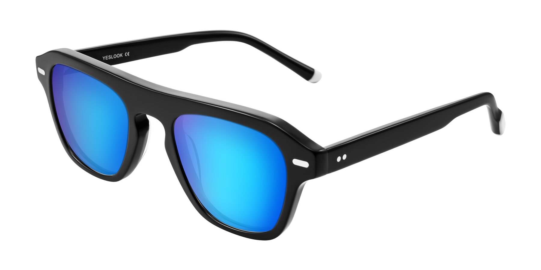 Angle of Fortalux in Black with Blue Mirrored Lenses
