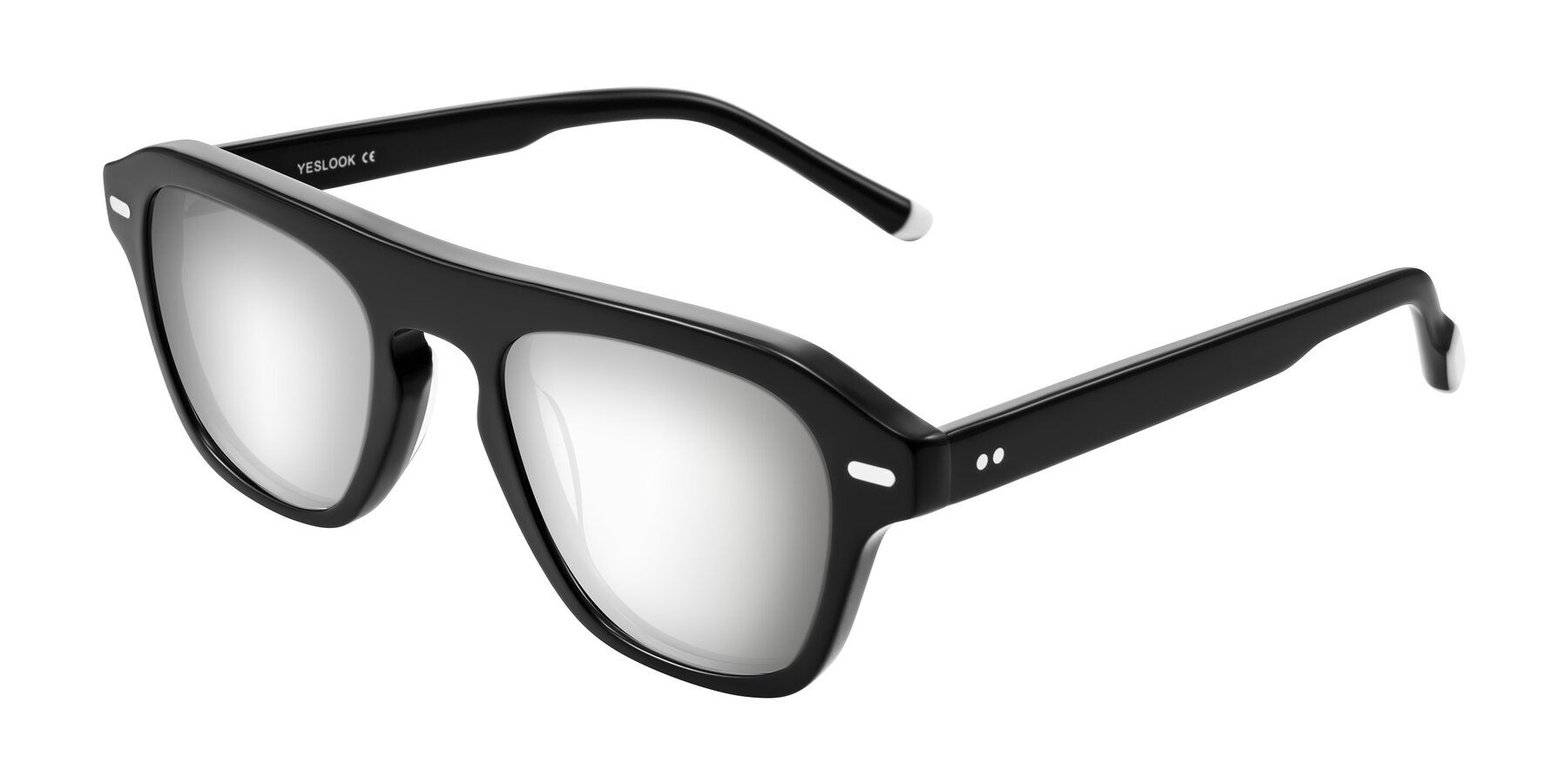 Angle of Fortalux in Black with Silver Mirrored Lenses