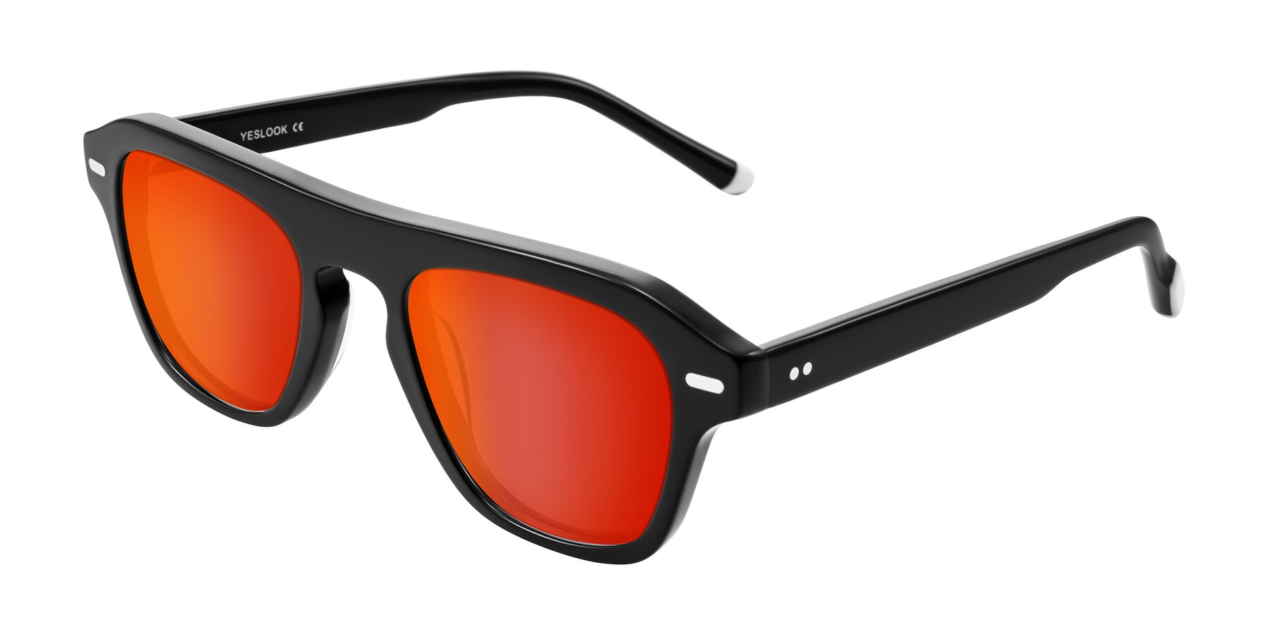 Angle of Fortalux in Black with Red Gold Mirrored Lenses