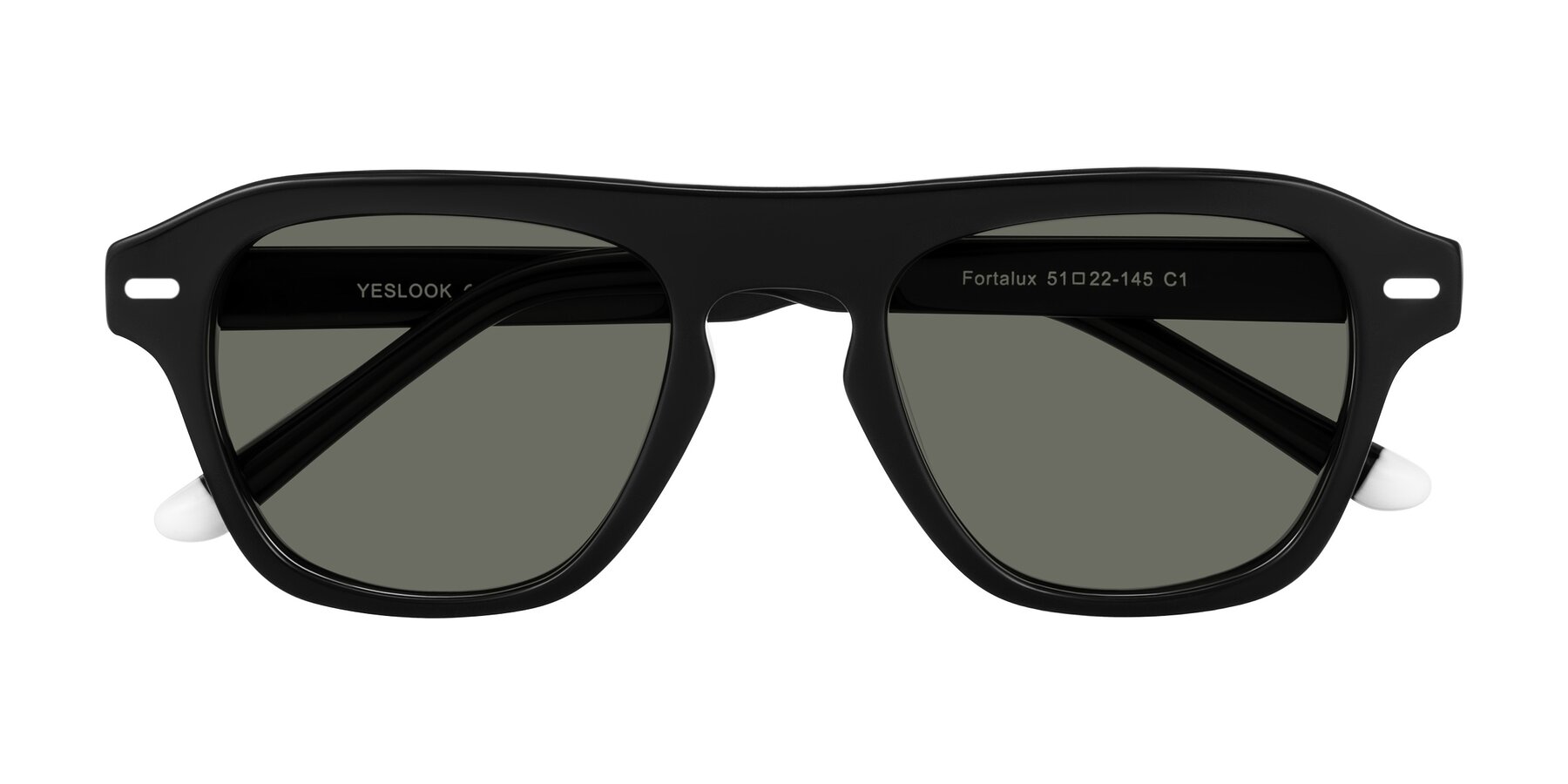 Black Keyhole Bridge Grandpa Flat-Top Polarized Sunglasses with Gray Sunwear Lenses - Fortalux