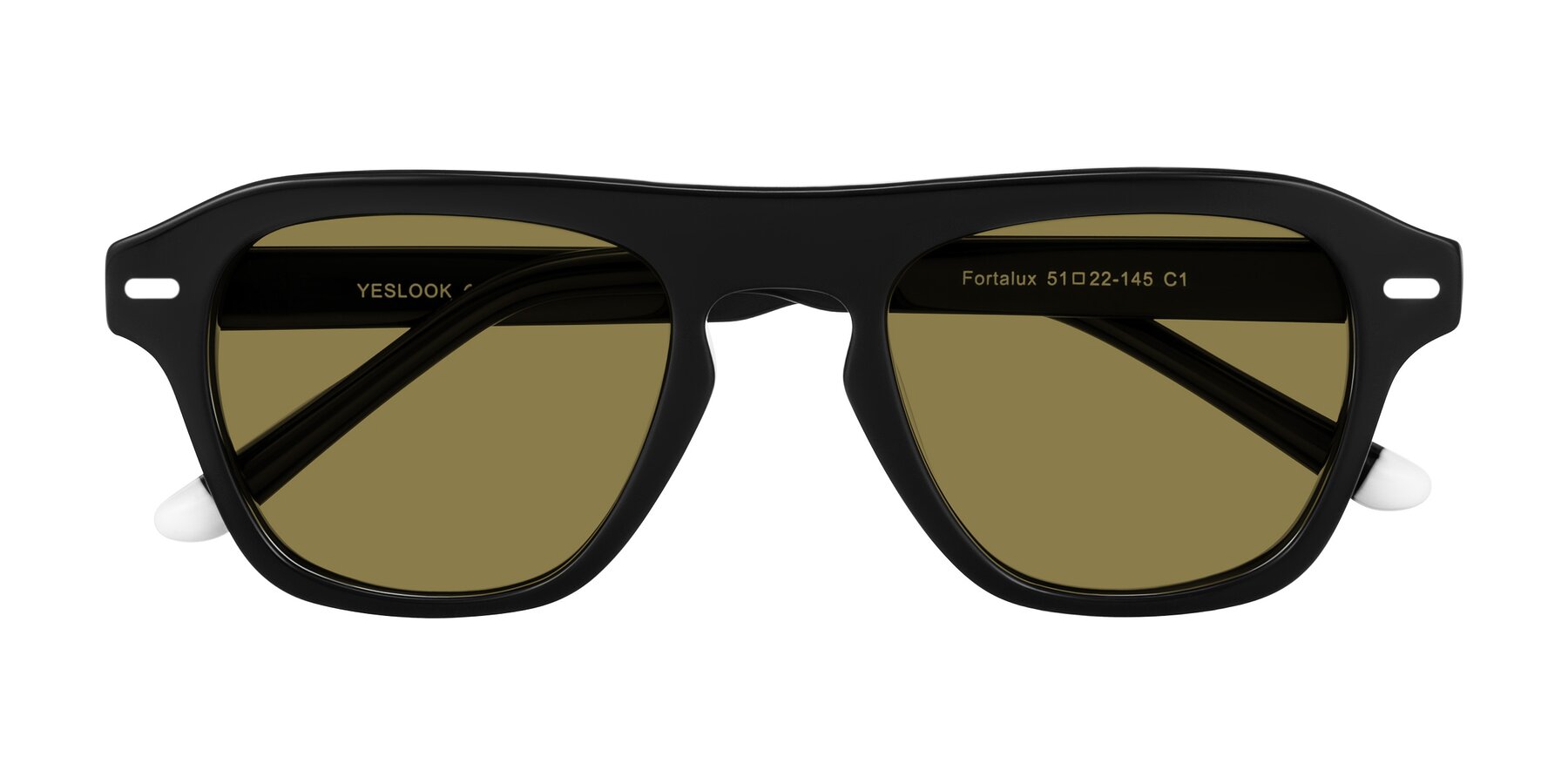 Black Keyhole Bridge Grandpa Flat-Top Polarized Sunglasses with Brown Sunwear Lenses - Fortalux