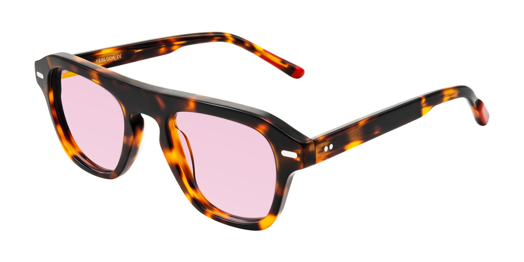Angle of Fortalux in Tortoise with Light Pink Tinted Lenses