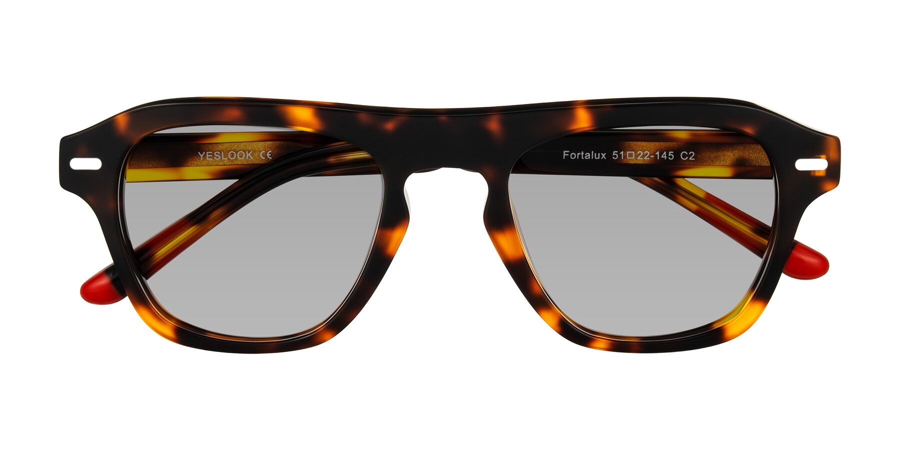 Folded Front of Fortalux in Tortoise with Light Gray Tinted Lenses