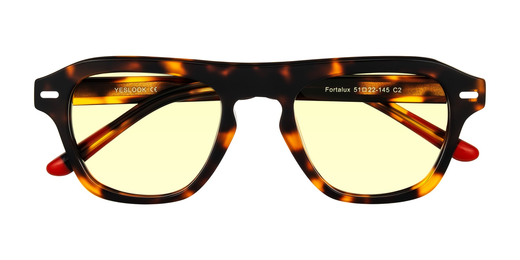 Folded Front of Fortalux in Tortoise with Light Yellow Tinted Lenses