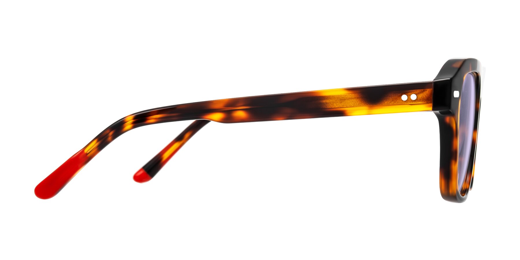 Side of Fortalux in Tortoise with Light Purple Tinted Lenses