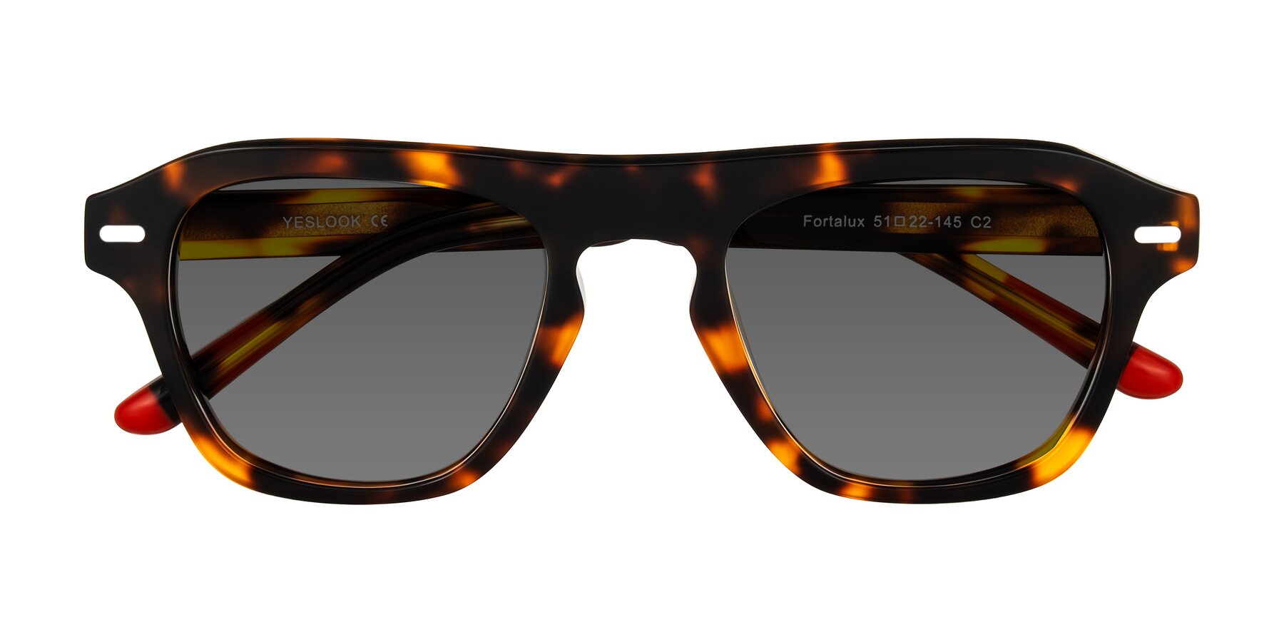 Folded Front of Fortalux in Tortoise with Medium Gray Tinted Lenses