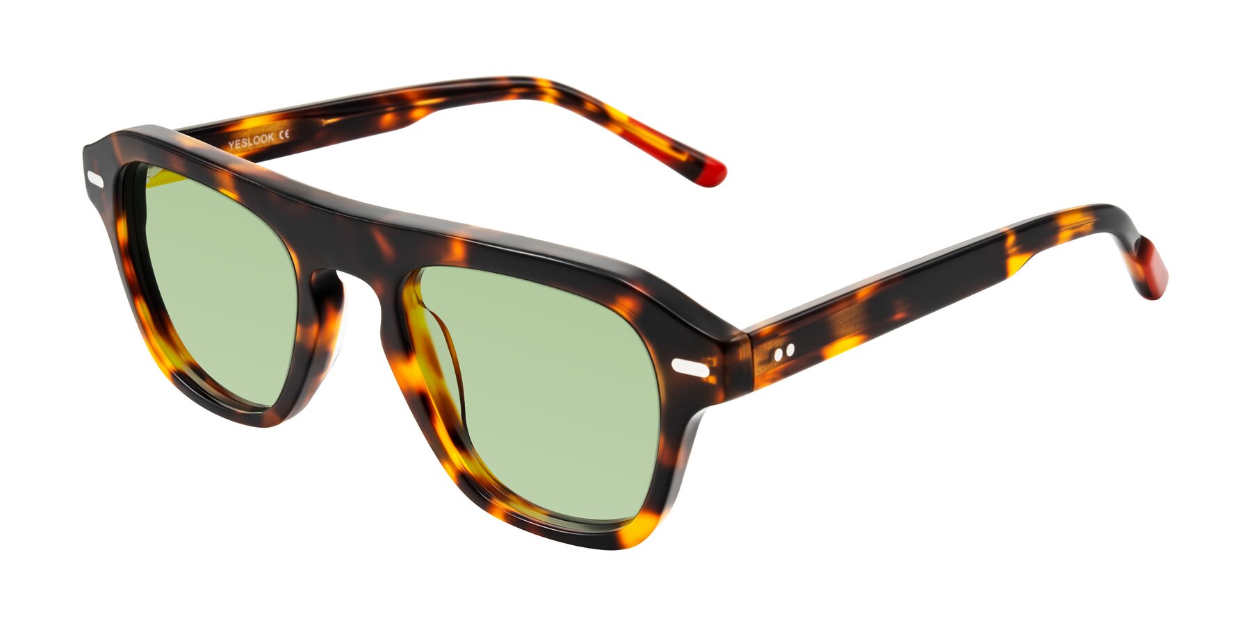Angle of Fortalux in Tortoise with Medium Green Tinted Lenses