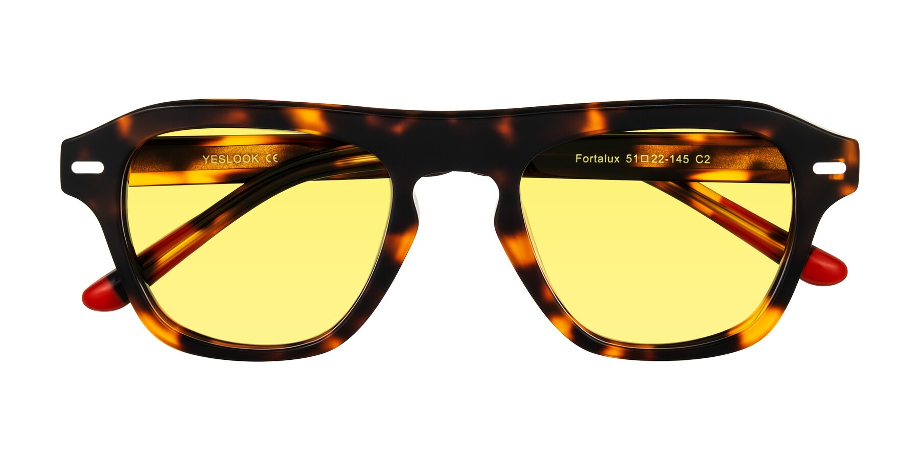 Folded Front of Fortalux in Tortoise with Medium Yellow Tinted Lenses