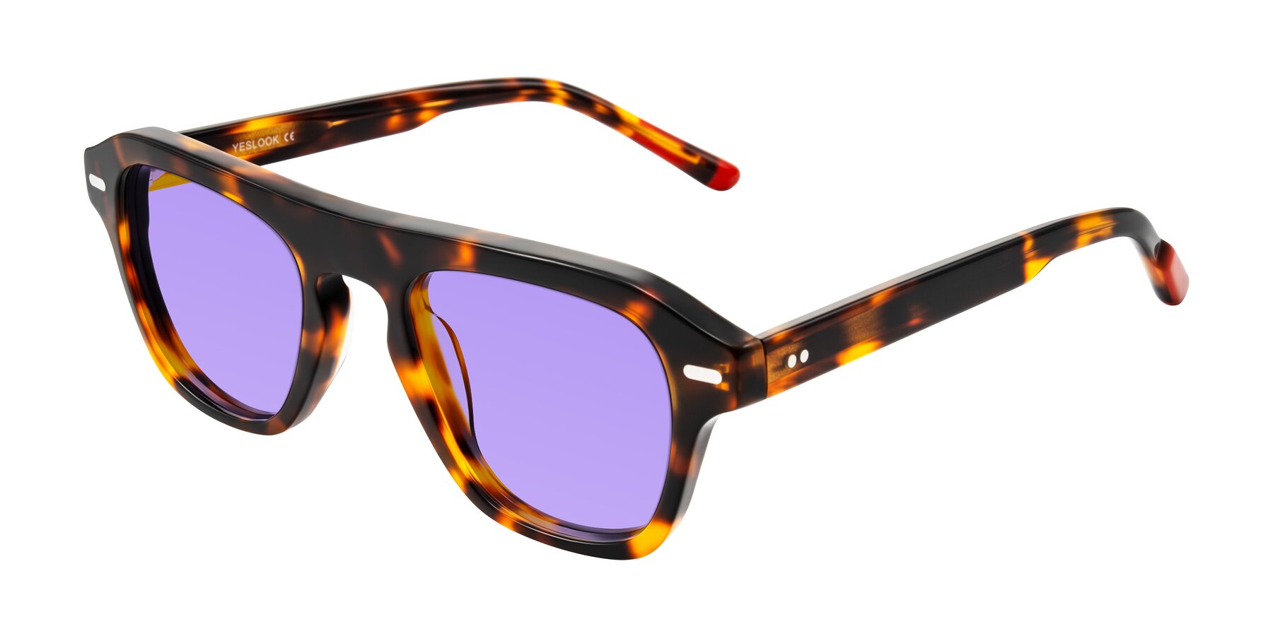 Angle of Fortalux in Tortoise with Medium Purple Tinted Lenses