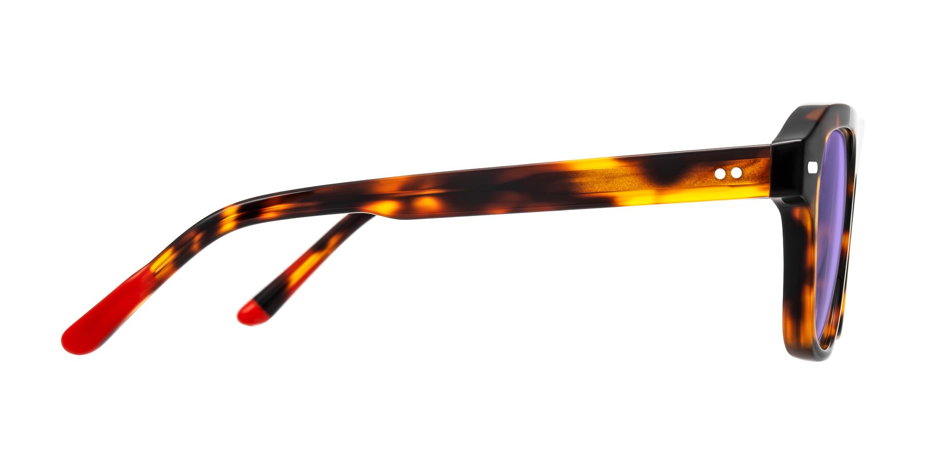 Side of Fortalux in Tortoise with Medium Purple Tinted Lenses